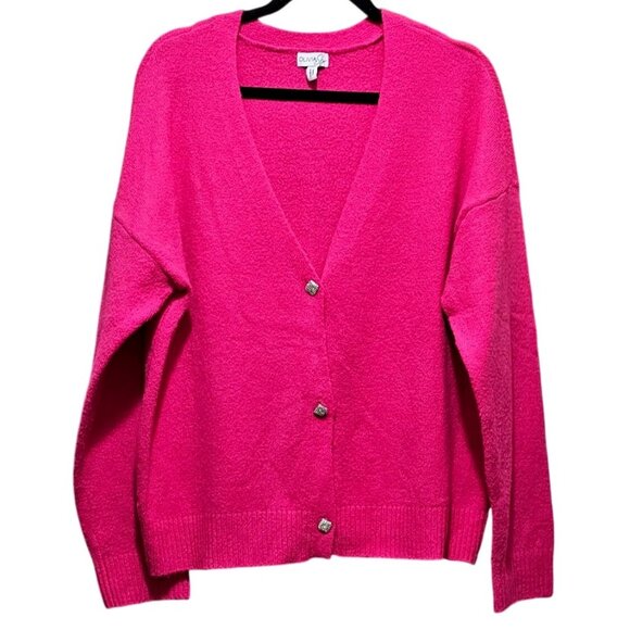 Hot Pink Olivia Sky XL Button-Down Cardigan Sweater Women's - Picture 1 of 9